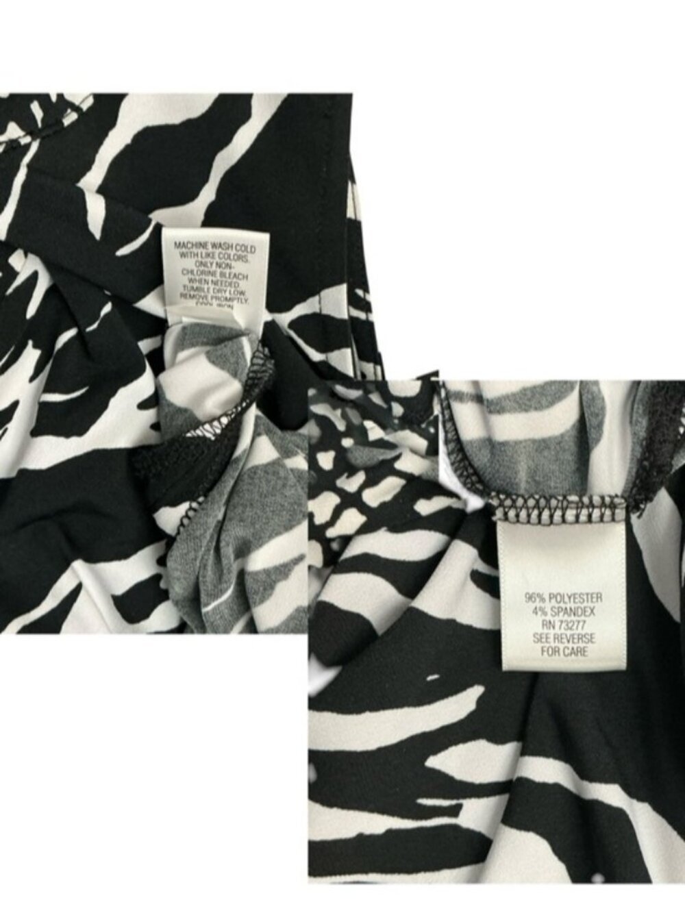 Zebra Animal Print Top Sleeveless Kehole Tunic Tank Blouse Black White Large - Picture 14 of 16